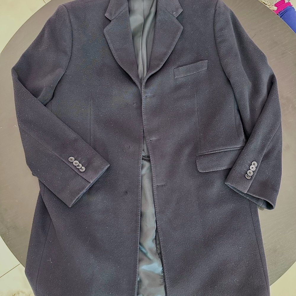 Yves Saint Laurent Blue Trench Coat with Wide Lapels and Long Sleeves